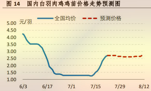 国内白羽肉鸡鸡苗价格走势预测图